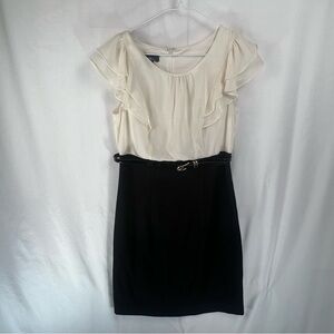 Alyx - Women's Dress - Cream Top Black Bottom - Belted - Size 4